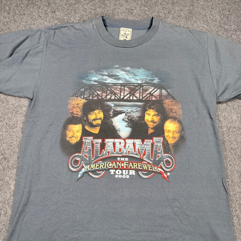 Vintage Alabama The American Farewell Tour 2003 T-Shirt Alore Blue Gray Mens L